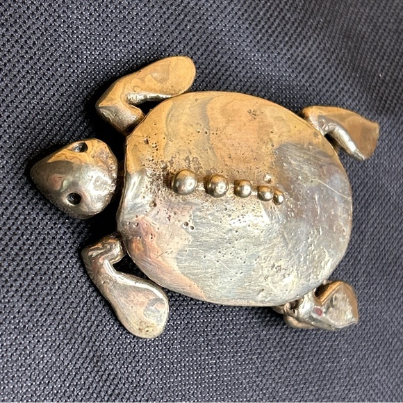 Vintage 1976 Carl Tasha Signed Numbered Sea Turtle Brass Belt Buckle #316/1000 - Picture 4 of 9